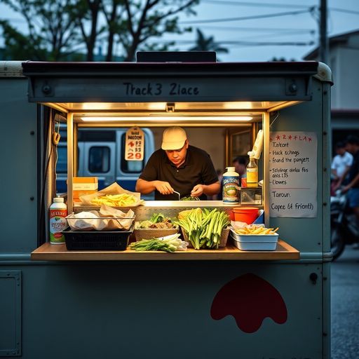 Man selling for fastfood on a truck